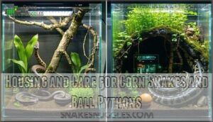 housing and care for corn snakes and ball pythons