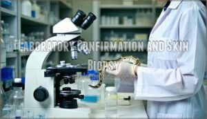 laboratory confirmation and skin biopsy