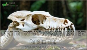 modified teeth and jaws for large prey consumption