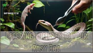 offering the prey to your rosy boa