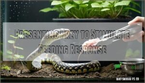 presenting prey to stimulate feeding response
