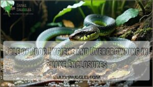 role of poor hygiene and overcrowding in snake enclosures