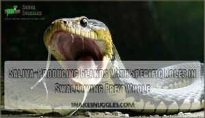 saliva-producing glands with specific roles in swallowing prey whole