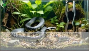 scent-rubbing prey for reluctant feeders