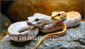 snow and amelanistic corn snakes