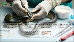 surgery to drain abscesses or remove diseased tissue