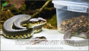thawing frozen prey safely