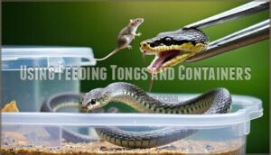 using feeding tongs and containers