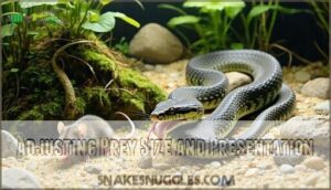 adjusting prey size and presentation