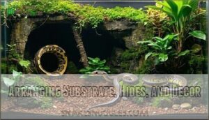 arranging substrate, hides, and decor