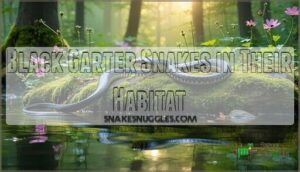 black garter snakes in their habitat