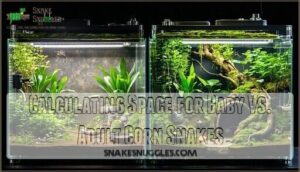 calculating space for baby vs. adult corn snakes