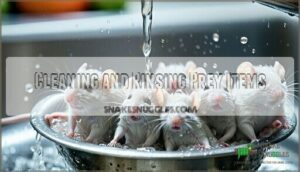cleaning and rinsing prey items