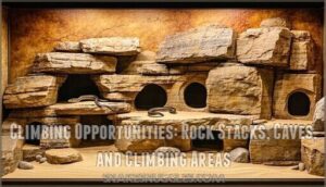 climbing opportunities: rock stacks, caves, and climbing areas