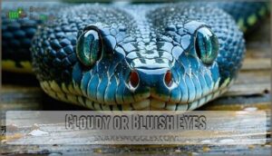 cloudy or bluish eyes