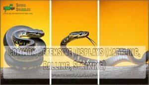 common defensive displays (rattling, balling, striking)
