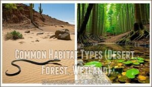 common habitat types (desert, forest, wetland)