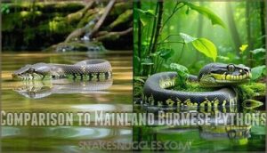 comparison to mainland burmese pythons