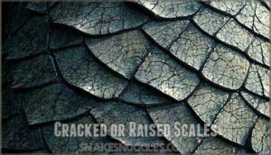 cracked or raised scales