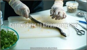 cutting prey to appropriate size