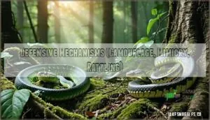 defensive mechanisms (camouflage, mimicry, rattling) defensive mechanisms (camouflage, mimicry, rattling)