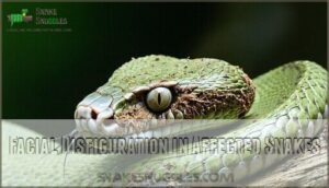 facial disfiguration in affected snakes