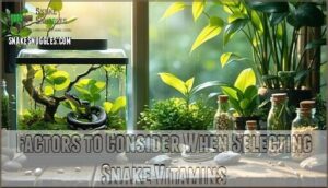 factors to consider when selecting snake vitamins
