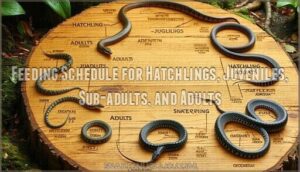 feeding schedule for hatchlings, juveniles, sub-adults, and adults
