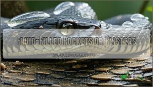fluid-filled pockets or blisters