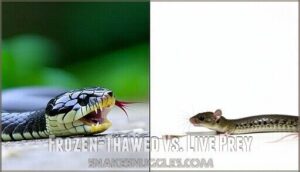 frozen-thawed vs. live prey
