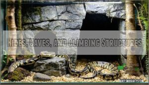 hides, caves, and climbing structures