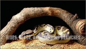 hides, decor, and climbing branches