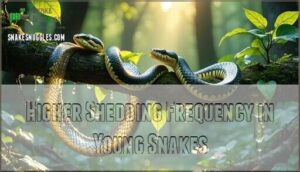 higher shedding frequency in young snakes