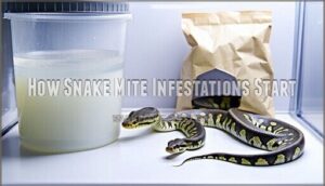 how snake mite infestations start