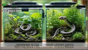 juvenile vs. adult tank size