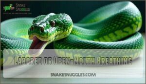 labored or open-mouth breathing