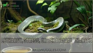 lethargy, stress, or behavioral changes