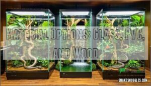 material options: glass, pvc, and wood