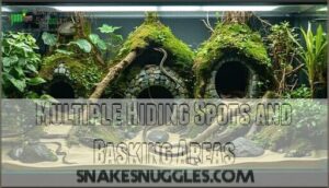 multiple hiding spots and basking areas