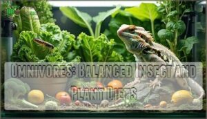 omnivores: balanced insect and plant diets