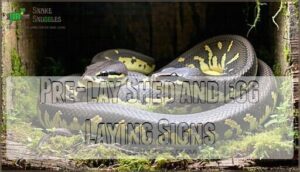 pre-lay shed and egg laying signs