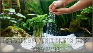 preparing and rinsing plants before installation