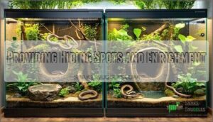 providing hiding spots and enrichment
