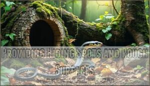 providing hiding spots and rough surfaces