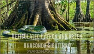 reticulated python and green anaconda sightings