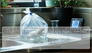 safely thawing frozen rodents and prey