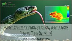 sensory adaptations (tongue, jacobson’s organ, heat sensing)