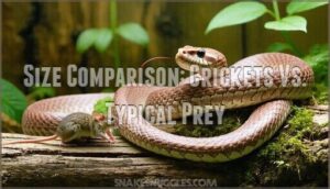 size comparison: crickets vs. typical prey