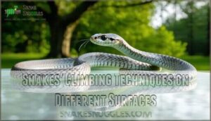 snakes' climbing techniques on different surfaces