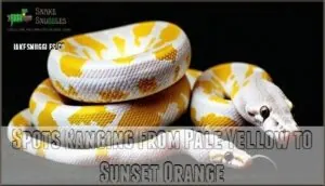 spots ranging from pale yellow to sunset orange spots ranging from pale yellow to sunset orange